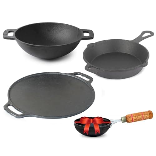 The Indus Valley Cast Iron Cookware Set (4-Pc) at ₹2,849 (52% Off) – Amazon