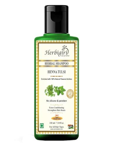 Herbigiri Herbal Henna & Tulsi Shampoo 210ml, Green at ₹59 – Amazon