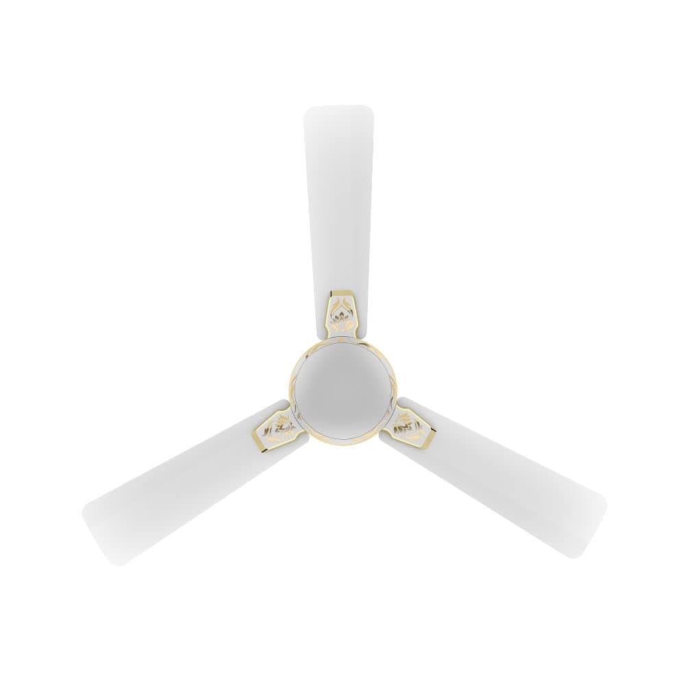 Crompton PREMION AURA2 Designer 3D Lotus Anti-Dust 1200mm Ceiling Fan, Pearl White Gold