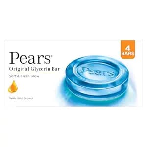 [Apply 10% Coupon] Pears Original Glycerin Soap Bar - Soft & Fresh Glow | With 98% Pure Glycerin & Mint Extract | For a Fresh Glow | With Plant Based Cleanser for Skin & Body | Paraben-free | 125gms x 4 Rs. 202 at ₹202 (47% Off) – Amazon