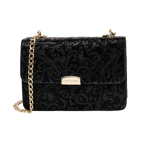 Lino Perros Black Floral Embossed Shoulder Bag at ₹999 (80% Off) – Amazon