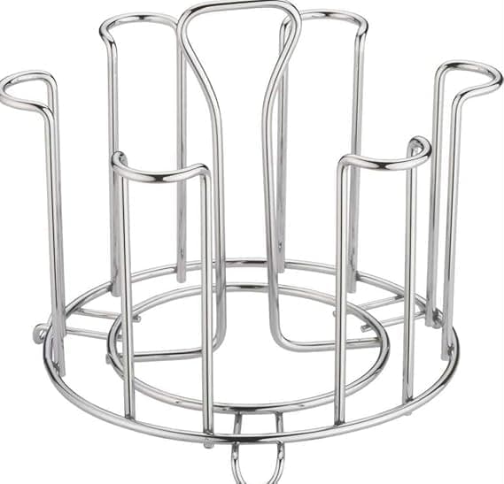 THE SR BRAND Stainless Steel Glass ?Countertop Stand/Glass Stand/Glass Holder for Kitchen Dining Table Hanging Shelves(6 Glass Stand) at ₹132 – Amazon