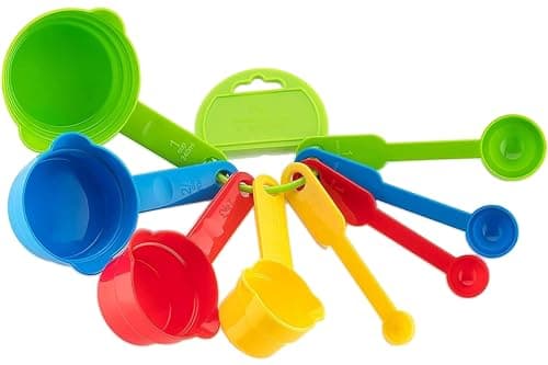 Floraware Measuring Cup and Spoon Set, Multi Purpose Kitchen Tool, Measuring Cups for Kitchen, Cake Baking Accessories, Measuring Spoons and Cups Set (Multi Color) at ₹113 (70% Off) – Amazon