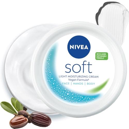NIVEA Soft Moisturizing Cream, Lightweight Non-Sticky Daily Moisturizer with 72Hr Hydration, Vitamin E & Jojoba Oil | Hydrating Face, Body & Hand Cream for Dry to Normal Skin | Soft Glowing Skin - 300ml at ₹323 (51% Off) – Amazon