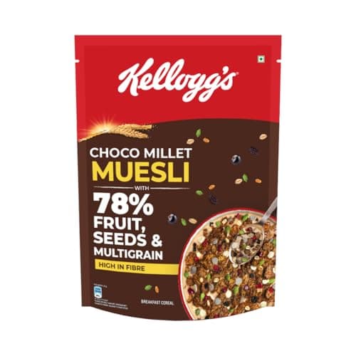 Kellogg's Choco Millet Muesli with 78% Fruit, Seeds & Multigrain| Power Breakfast|No Maida No Palm Oil| India's No 1 Muesli| 400g at ₹177 (50% Off) - Amazon