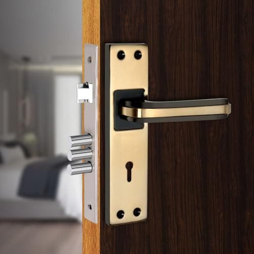 Milton Iron MHI-Liner Black.Gold 7 Inch Iron Mortise Lock Set with Lock Handle,Finish, Black Gold 175 mm x 40 mm Plate, 100mm Handle Length, Includes Keys and Screws – Amazon