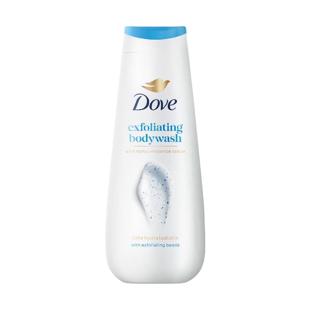 Dove Exfoliating Bodywash with Triple Hydration Serum, 300ml at ₹155 (28% Off) – Amazon