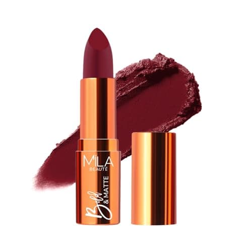 Mila Beauté Bold & Matte Long-Lasting Lipstick, Highly Pigmented Soft Matte Finish, Lightweight & Hydrating with Jojoba Oil, Shade - (End Of Story 4.2g) at ₹73 (71% Off) – Amazon