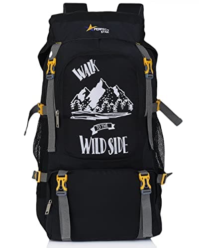 [Apply 3% Coupon] perfect star Rucksack Hiking Trekking Travel Backpack For Shoe Compartment,Spacious Outdoor Sport Campaing Bag, 75 Litres, Black at ₹648 (35% Off) - Amazon