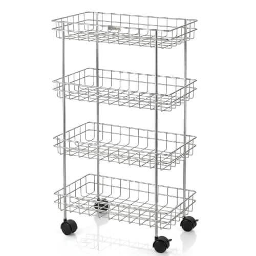 Solimo 4-Tier Ventilated Storage with Swivel Wheels| Multipurpose Storage Organizer for Kitchen, Bathroom & Laundry | High Quality Stainless at ₹869 – Amazon