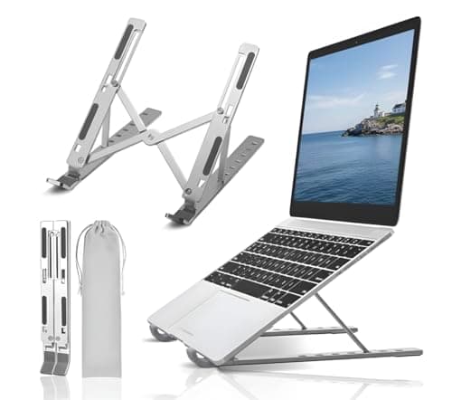 6 Angles Adjustable Aluminum Laptop Stand, Ergonomic Foldable Portable Tabletop Riser Holder for MacBook, HP, Dell, Lenovo & All Notebooks (Grey) at ₹229 (82% Off) – Amazon