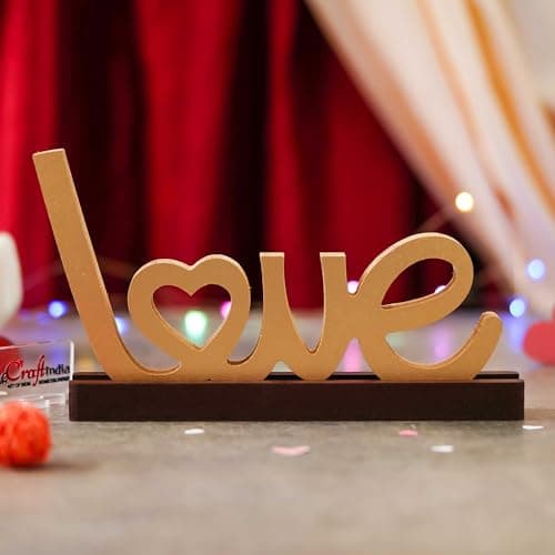 eCraftIndia Wooden Love Sign Decorative Showpiece with Base, Wedding Anniversary Valentine Gift for Girlfriend Boyfriend Husband Wife Special Love Her Him, Valentine Day Decoration Items at ₹155 (84% Off) – Amazon