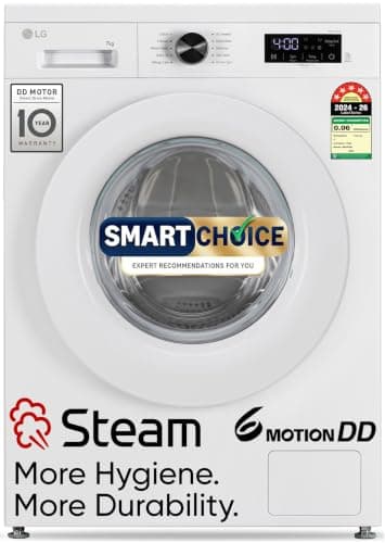 LG Smart Choice, 7 Kg, 5 Star, Steam, Inverter Direct Drive Technology, 6 Motion DD, Fully-Automatic Front Load Washing Machine (FHB1207Z2W, at ₹22990 – Amazon