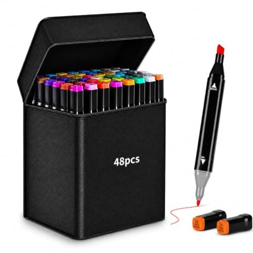 Corslet Dual Tip Colorful Art Markers Sketch Pens 48 Colors with Carrying Case For Painting Sketching Calligraphy Drawing, Chisel & Fine Tip Permanent Colouring Marker For Kids Adult, Multicolor (48) Rs. 292 - Amazon at ₹292 (81% Off) – Amazon