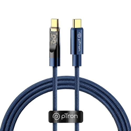pTron Solero 80W Type-C Fast Charging USB Cable, Compatible With Samsung, OnePlus, Oppo, Vivo, Xiaomi & Other Devices, Unbreakable Nylon Braid, 480Mbps Data Sync Speed (1M, Blue) at ₹199 – Amazon
