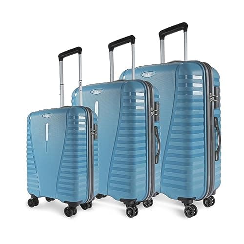 Aristocrat Airpro Set of 3 Large Size (Check-in), Medium Size (Check-in) & Cabin (Small Size) Hard Case Trolley Bags, 8 Wheels, Polypropylene Case, Unisex, 3-Yr Global Warranty, Coral Teal Blue at ₹4199 (86% Off) – Amazon