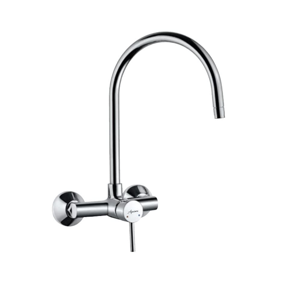 Aquieen Wall Mounted Single Lever Sink Mixer (Flora, Chrome)