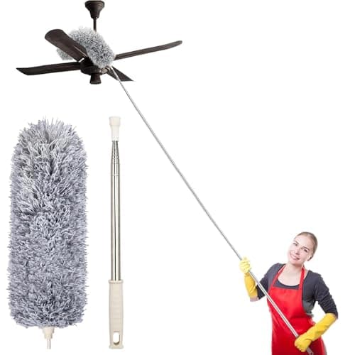 DAZIBAO® Microfiber Long Feather Duster- Bendable & Detachable Fan Cleaning Duster with 100 inches Expandable Pole Handle, Washable, Stainle at ₹178 – Amazon