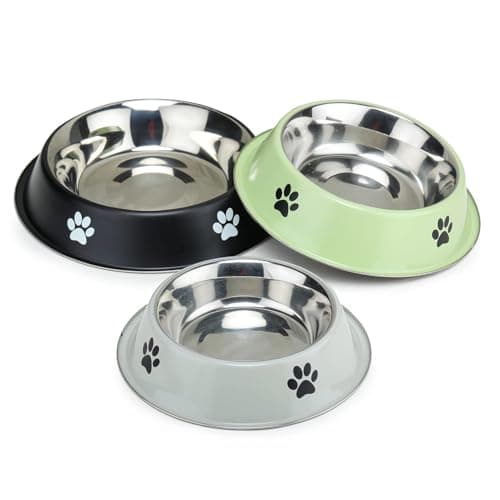 Madhabi Stainless Steel Pet Bowl Size 3 – Anti-Skid Dog and Cat Feeding Dish with Non-Slip Rubber Base, Durable Metal Food and Water Bowl for Puppies, Kittens, Small and Adult Pets (Pack of 1) at ₹150 (85% Off) – Amazon