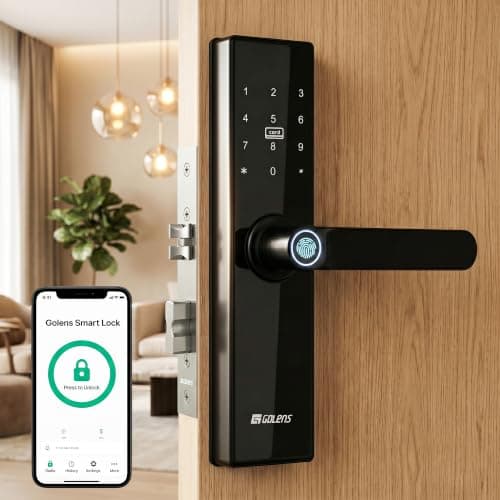 [SBI CC EMI] Golens X3N Smart Door Lock Black | 8-in-1 Keyless Digital Door Lock with WiFi & Bluetooth | Fingerprint, PIN, RFID Card, OTP, Mobile App & Mechanical Key | Biometric Smart Lock for Wooden Main Door at ₹5990 (85% Off) – Amazon