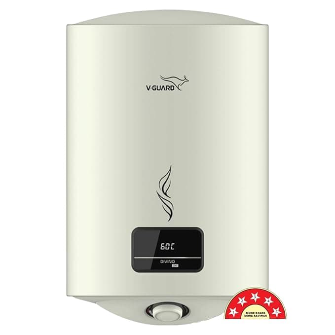 V-Guard Divino DG 15L Water Heater Geyser (BEE 5 Star, Digital Display) at ₹8,719 (30% Off) – Amazon