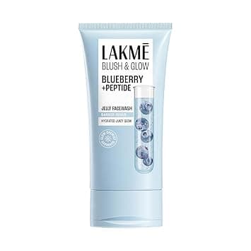 LAKME Blush & Glow, Blueberry + Peptide Gentle Jelly Facewash, 150g, for Fresh and Hydrated Skin, with Blueberry Extract & Blue Peptide, Rem at ₹257 – Amazon
