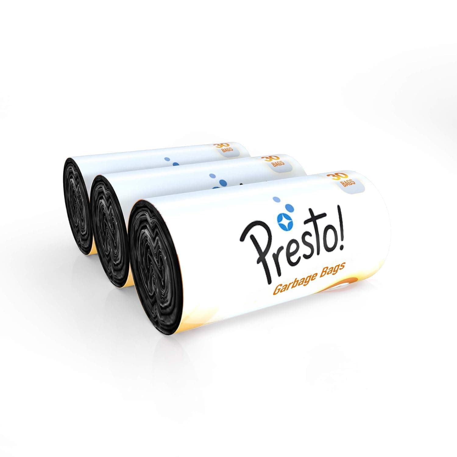 Amazon Brand - Presto! Garbage Bags | Medium | 90 Count | 30 Bags X 3 Rolls | 19 X 21 Inches | For Dry & Wet Waste | Black at ₹175 (44% Off) – Amazon