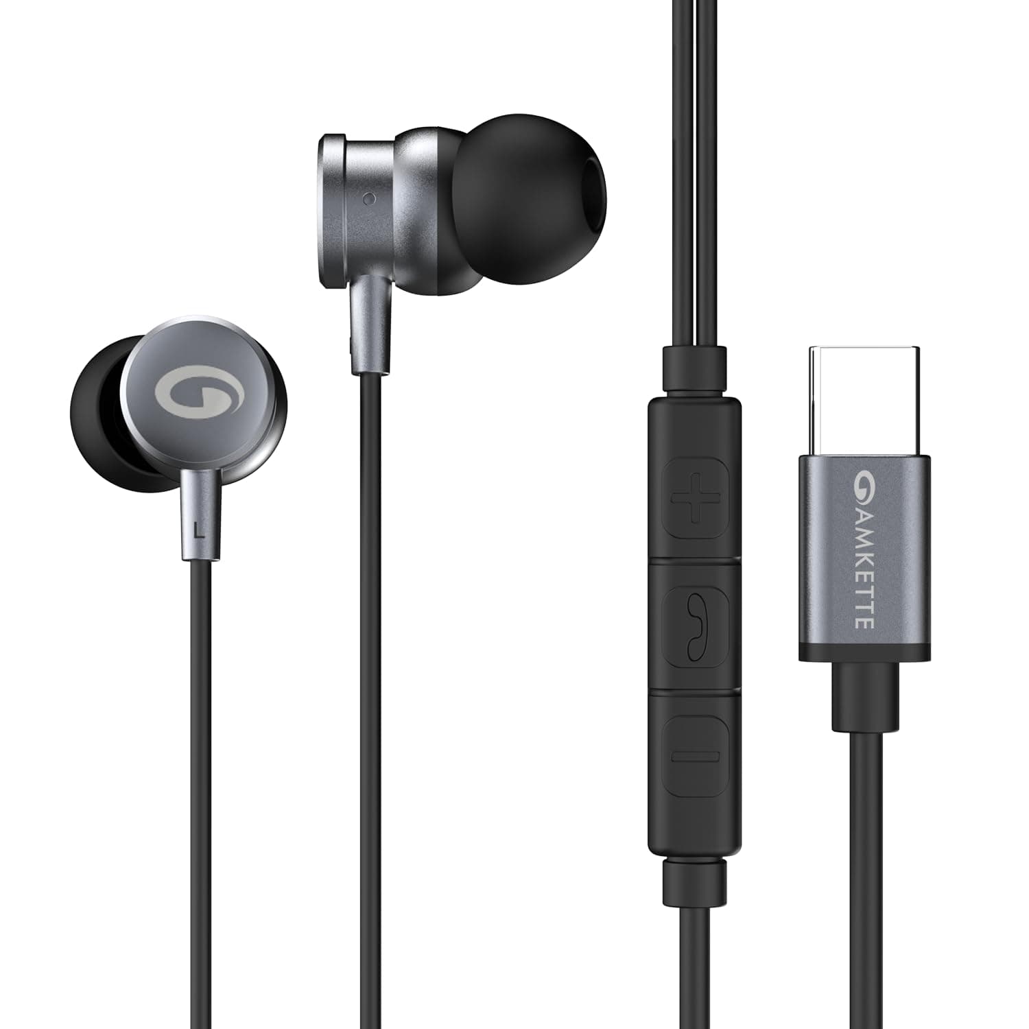 Amkette Trubeats M15 Type-C Wired Earphones with Mic — 10mm Drivers, 3-Button Control