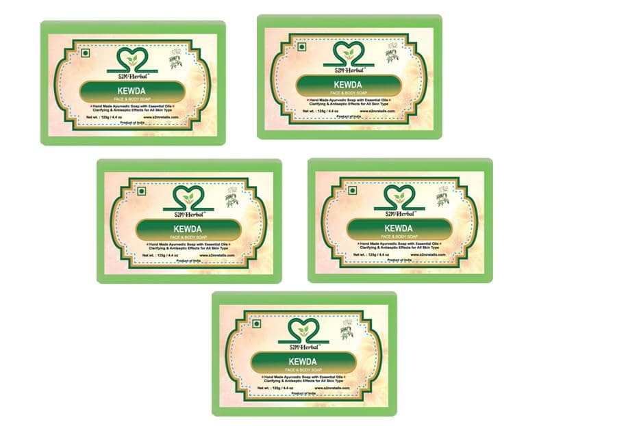 S2M Herbal Pure Kewda Soap, Pack of 5 x 125g