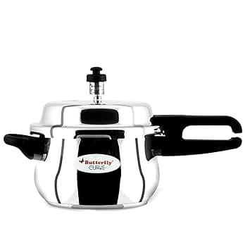 Butterfly Curve 3 Litres Stainless Steel Outer Lid Pressure Cooker | TRIPLY Base | Induction & Gas Stove Compatible | Triple Safety | ISI Ce at ₹1779 – Amazon