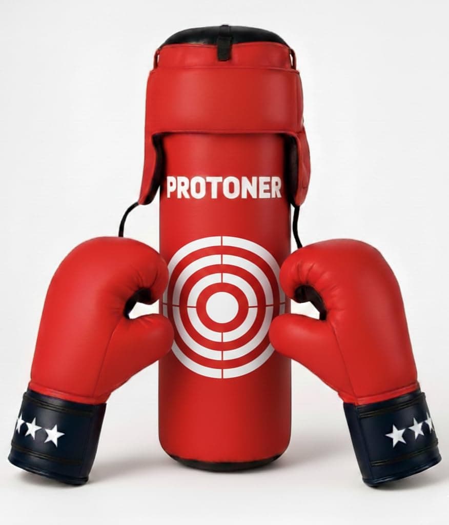 Protoner Kids Punching Bag Set with Gloves and Head Gear, Complete Boxing Kit