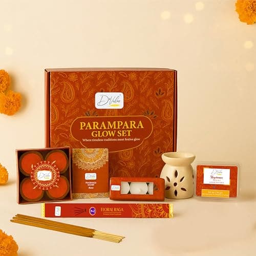 D’Velas™ Parampara Glow Christmas Gift Box | Ceramic Aroma Burner, Wax Melts, Tealights, Scented Candles, Fragrance Sachet & Incense Sticks | Holiday Home Decor & Premium Christmas Gifting Set at ₹162 (91% Off) – Amazon