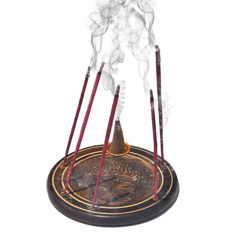 Pure Source India Wooden Agarbatti / Incense Stand (Buddha Design)