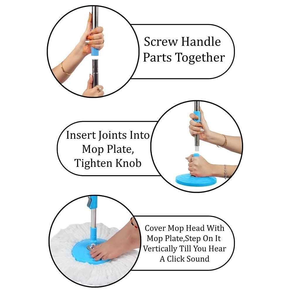 360° Spin Mop Stick Rod — Microfiber Floor Cleaning Mop Handle Replacement