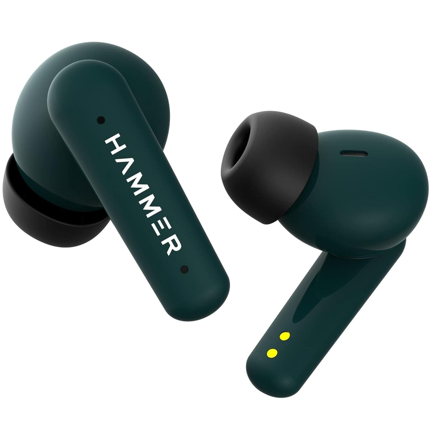 HAMMER Airflow Plus TWS Earbuds with Bluetooth 5.1, Smart Touch Control, Type-C Charging, IPX4 Rated SweatProof, Stereo Sound, Upto 23 Hours Playback, Noise Isolation (Emerald Green) at ₹599 (88% Off) – Amazon