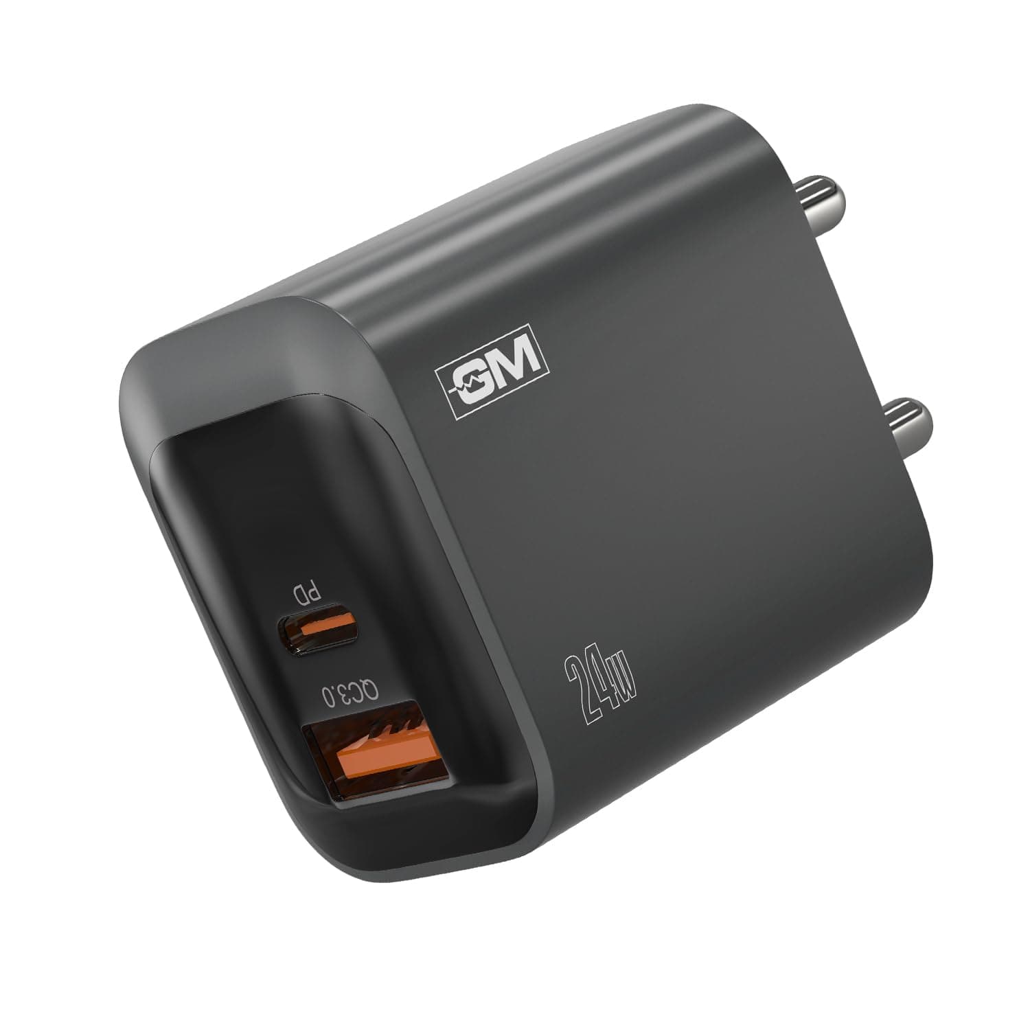 GM G+ 24W Dual-Port Fast Charger, USB-A + Type-C PD 3.0 QC 3.0 PPS Adapter for iPhone, Samsung, Pixel
