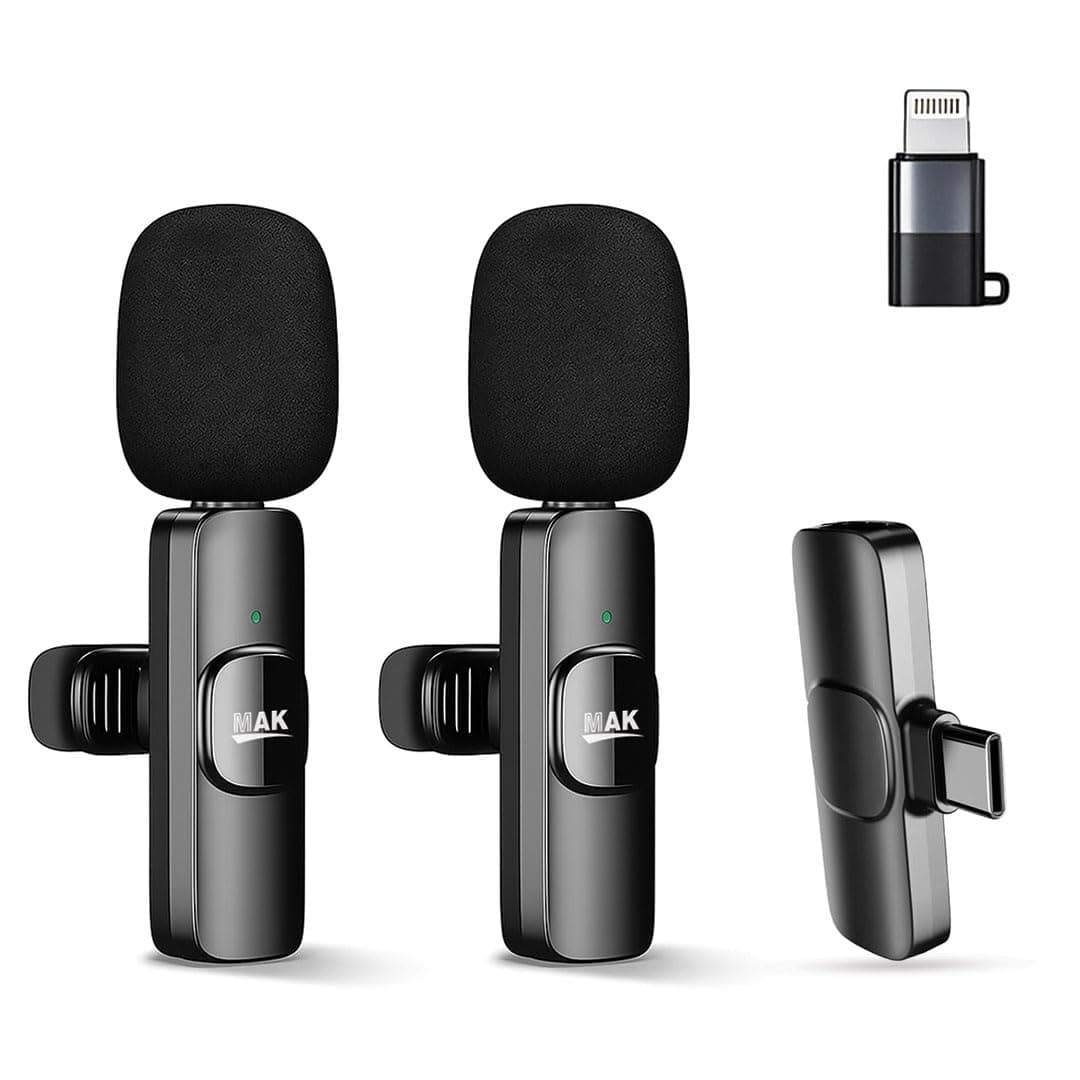 MMAK Wireless Lavalier Dual Microphone Collar Mic for at ₹387 (90% Off) – Amazon