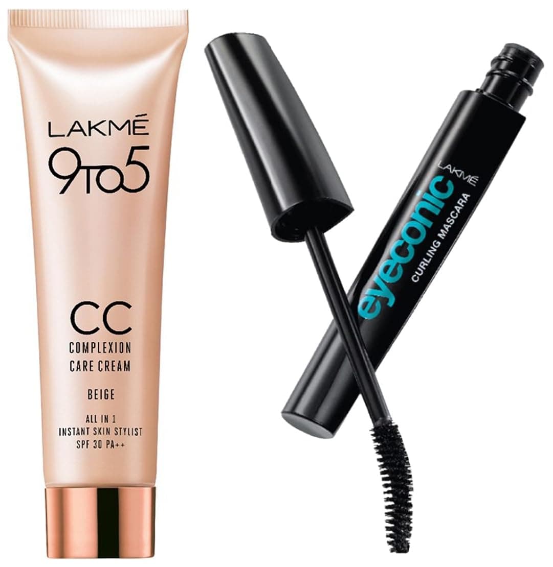 Lakme Eyeconic Curling Mascara + Lakme 9 to 5 CC Cream Mini Combo at ₹241 (59% Off) – Amazon