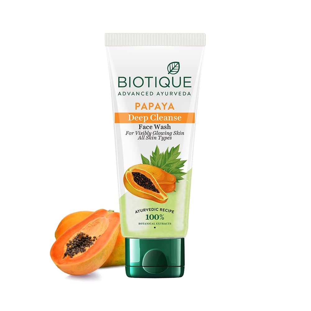 Biotique Papaya Deep Cleanse Face Wash, 150ml, Gentle Exfoliation with Botanical Extracts
