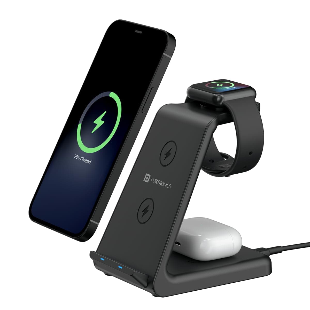 Portronics Freedom Trio 15W 3-in-1 Wireless Charger at ₹1661 (45% Off) – Amazon