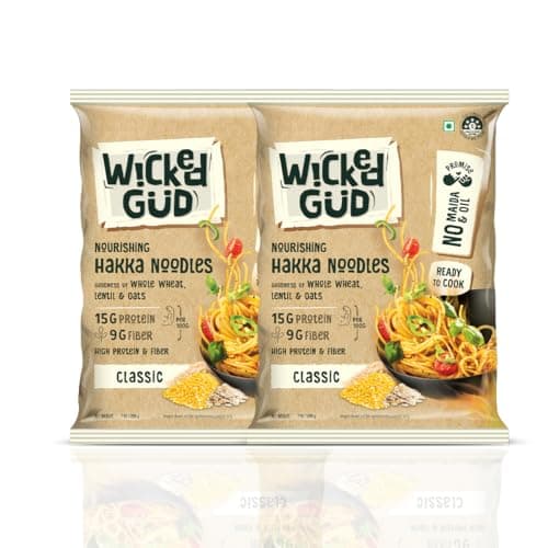 [Apply 50% Coupon] WickedGud Hakka Noodles (400gm x 2) at ₹90 (63% Off) - Amazon