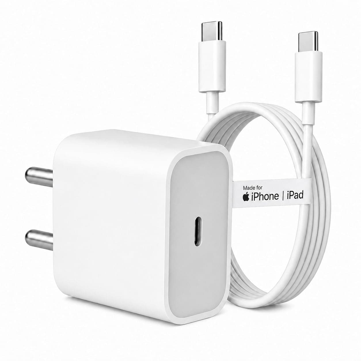 20W Fast Charger with MFi-Certified Type-C to Type-C Nylon Braided Cable for iPhone