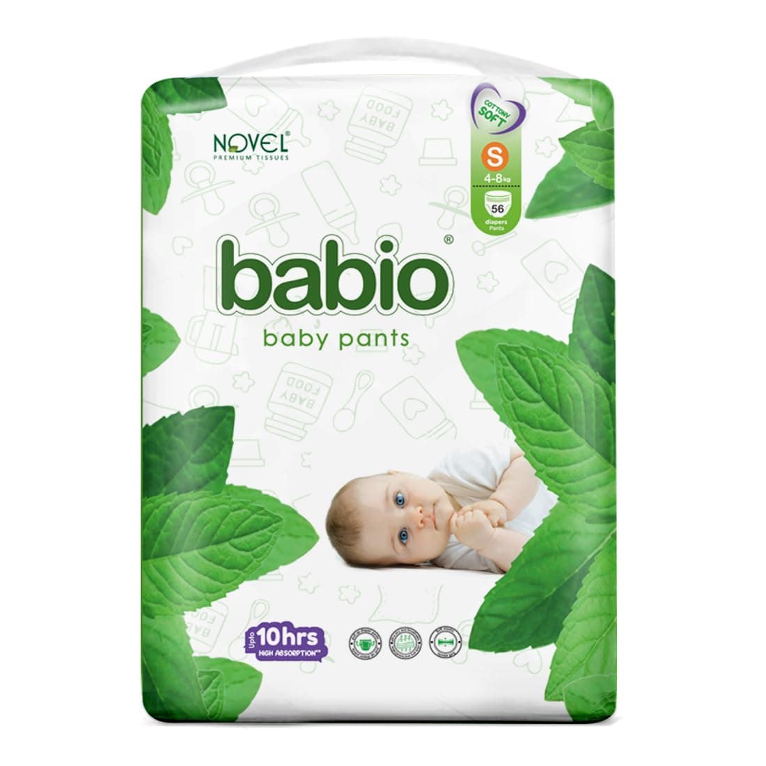 Babio Baby Pants Diaper - Small (56 Pieces)