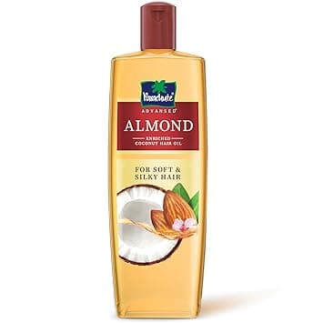 Parachute Advansed Almond enriched Coconut Hair Oil with Vitamin E 300ml|Nourishes & Softens Hair | Helps Control Hair Fall| Helps Promotes Hair Growth | Up to 2x Softer Hair|Non-Sticky Formula| Dermatologically-Tested Hair Oil | For Men & Women at ₹115 (71% Off) – Amazon