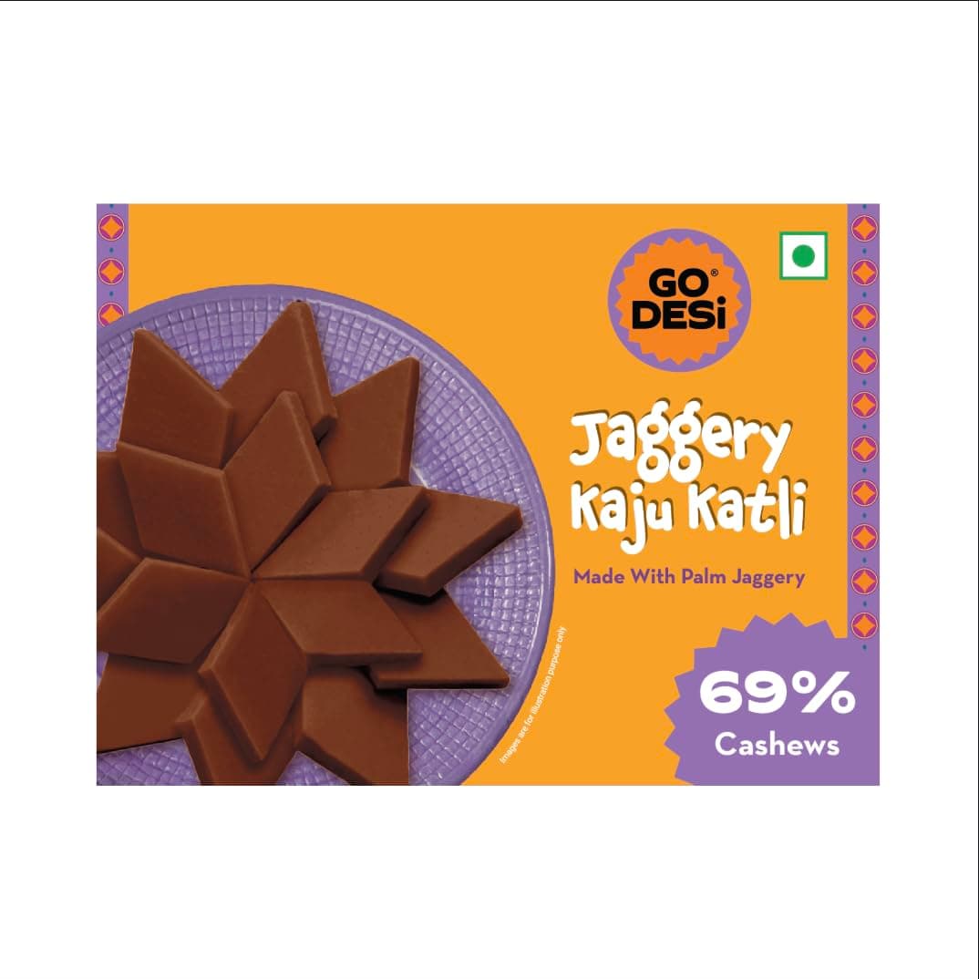 GO DESi Jaggery Kaju Katli 100g, 69% Cashews with Palm Jaggery