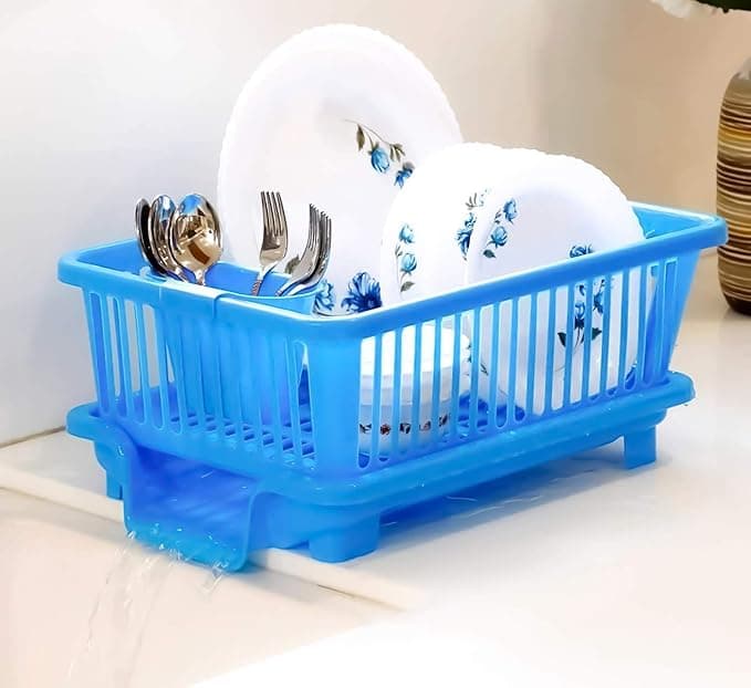3-in-1 Durable Sink Plastic Dish Rack & Utensil Drainer