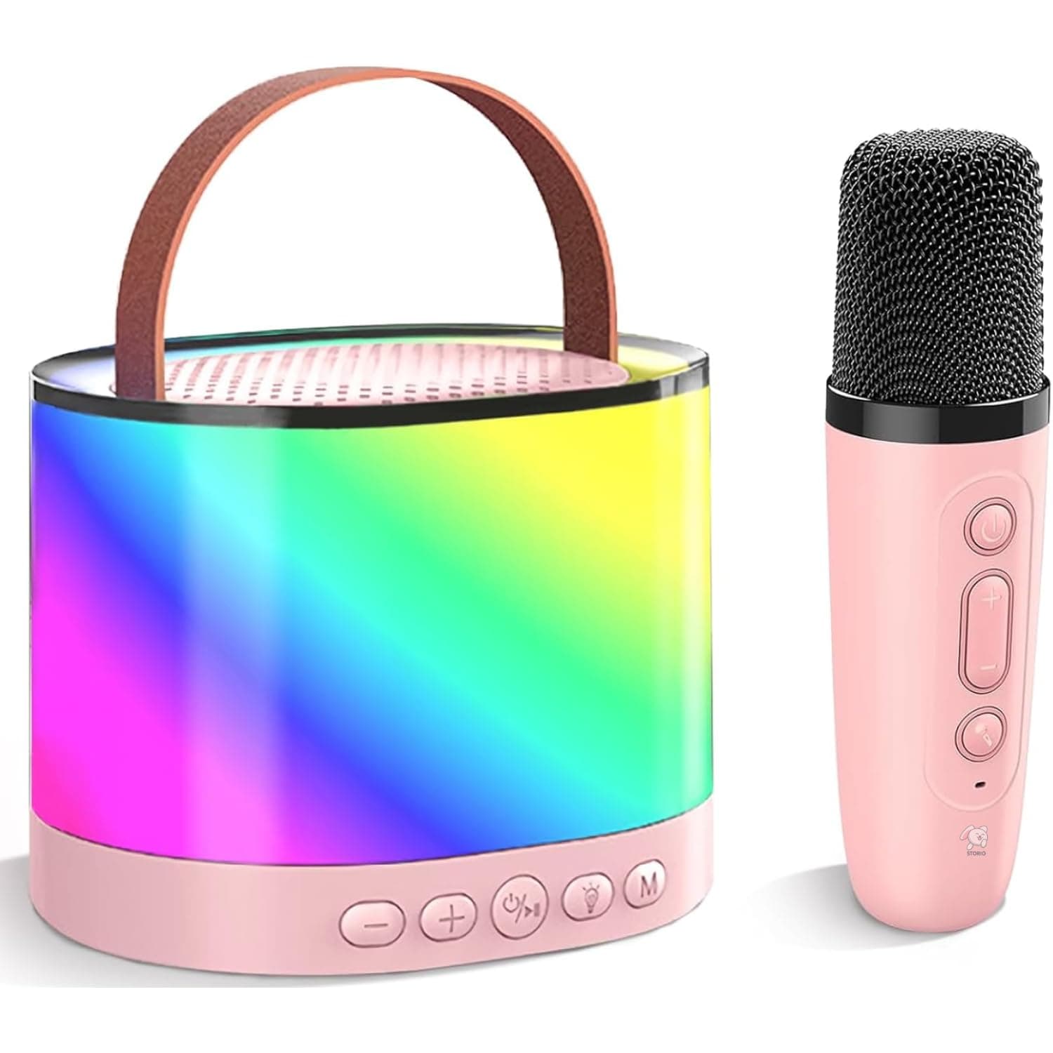 Storio Rechargeable Round Karaoke Machine with Wireless Mic