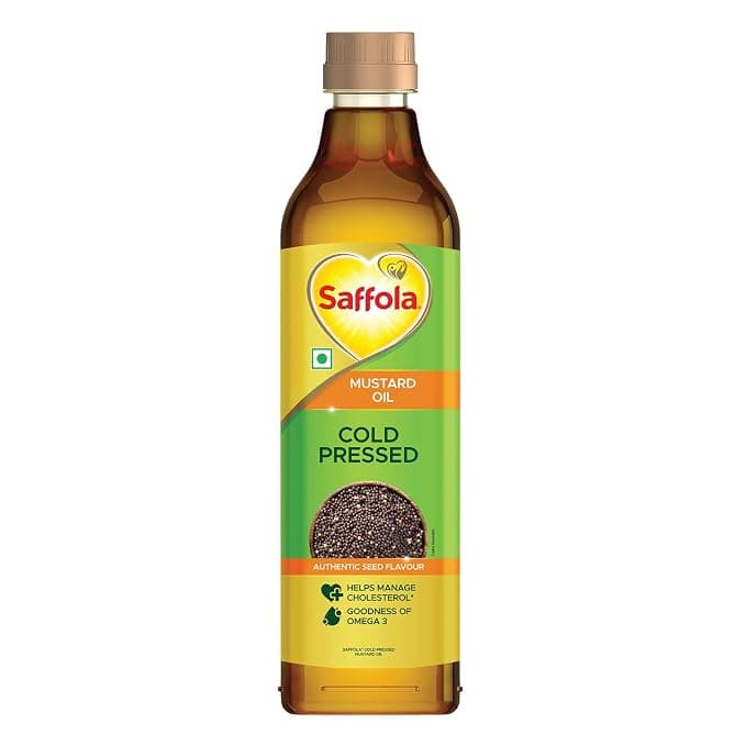 Saffola Cold Pressed Mustard Oil, 1L at ₹173 (51% Off) – Amazon