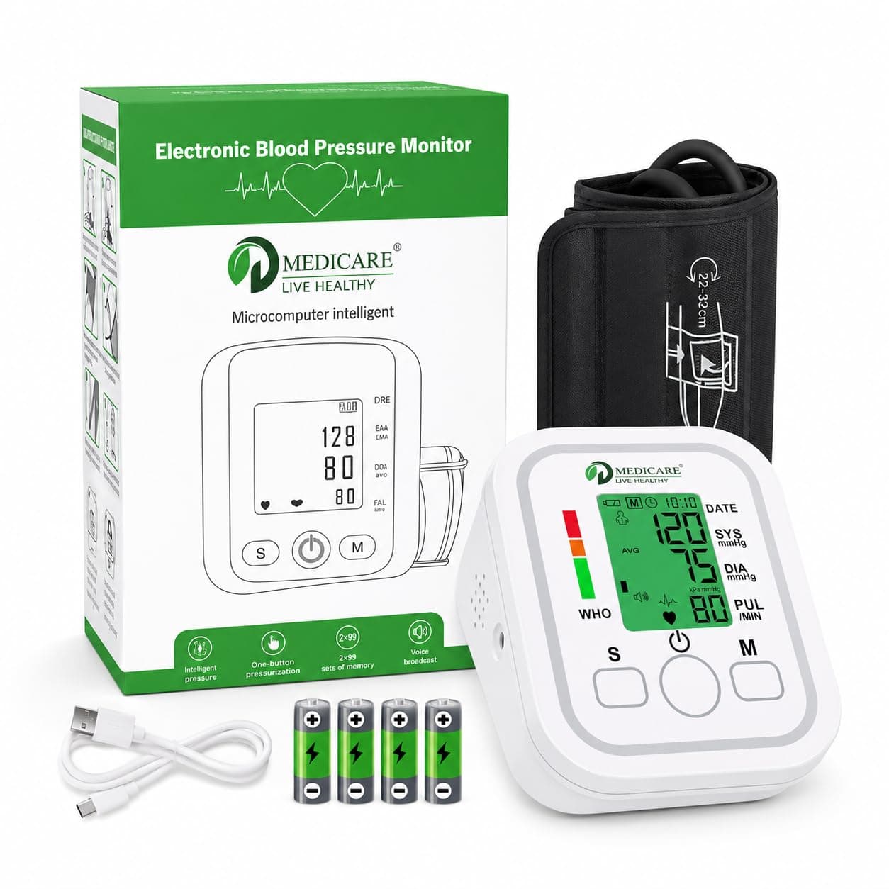 Blood Pressure Monitor Machine for Home Use | Automatic BP Apparatus with Voice Assistance, 3-Color Display, WHO Indicator, One-Touch Operation, Memory Function & Pulse Rate Detection