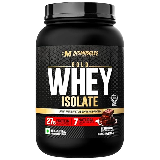 Bigmuscles Nutrition Gold Whey Isolate 1kg (Rich Chocolate)